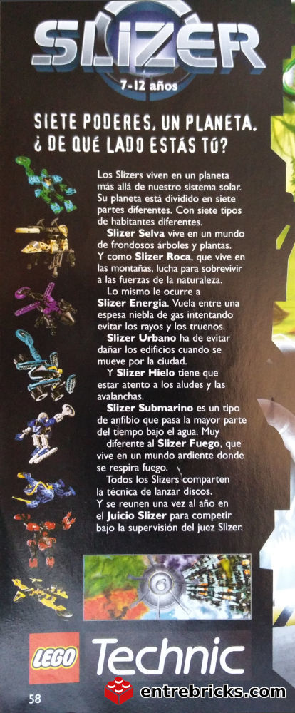 Información del planeta slizer en el catalogo de 1999